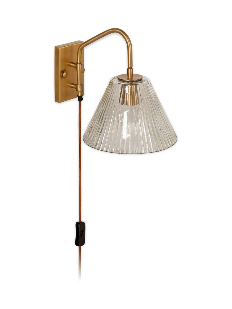 Nkuku antique brass Akoli glass wall lamp, UK version