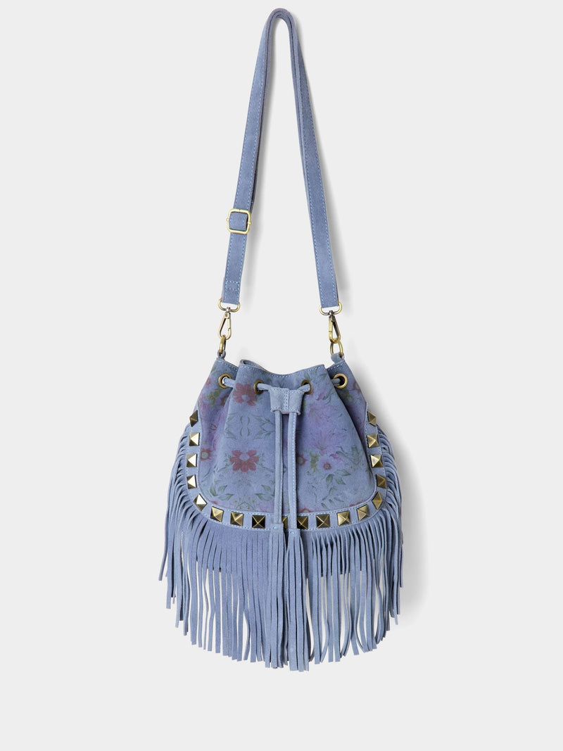 Joe Browns blue suede boho handbag with tassels (British brand)