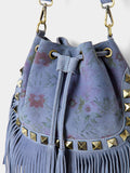 Joe Browns blue suede boho handbag with tassels (British brand)