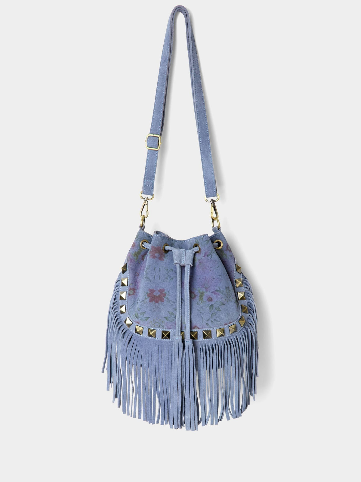 Joe Browns blue suede boho handbag with tassels (British brand)