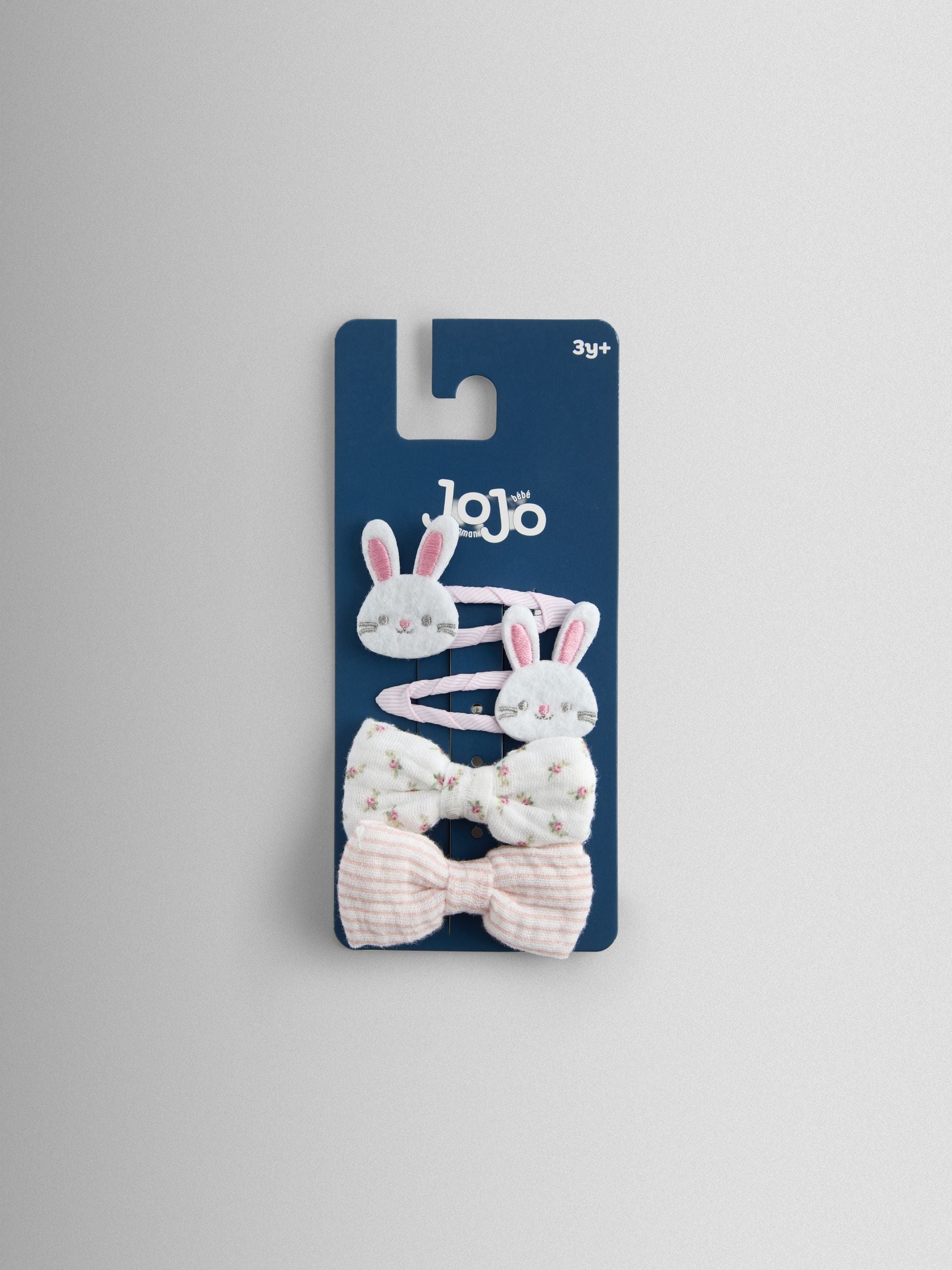 JoJo Maman Bébé light pink bunny hair clips 4-pack, UK version