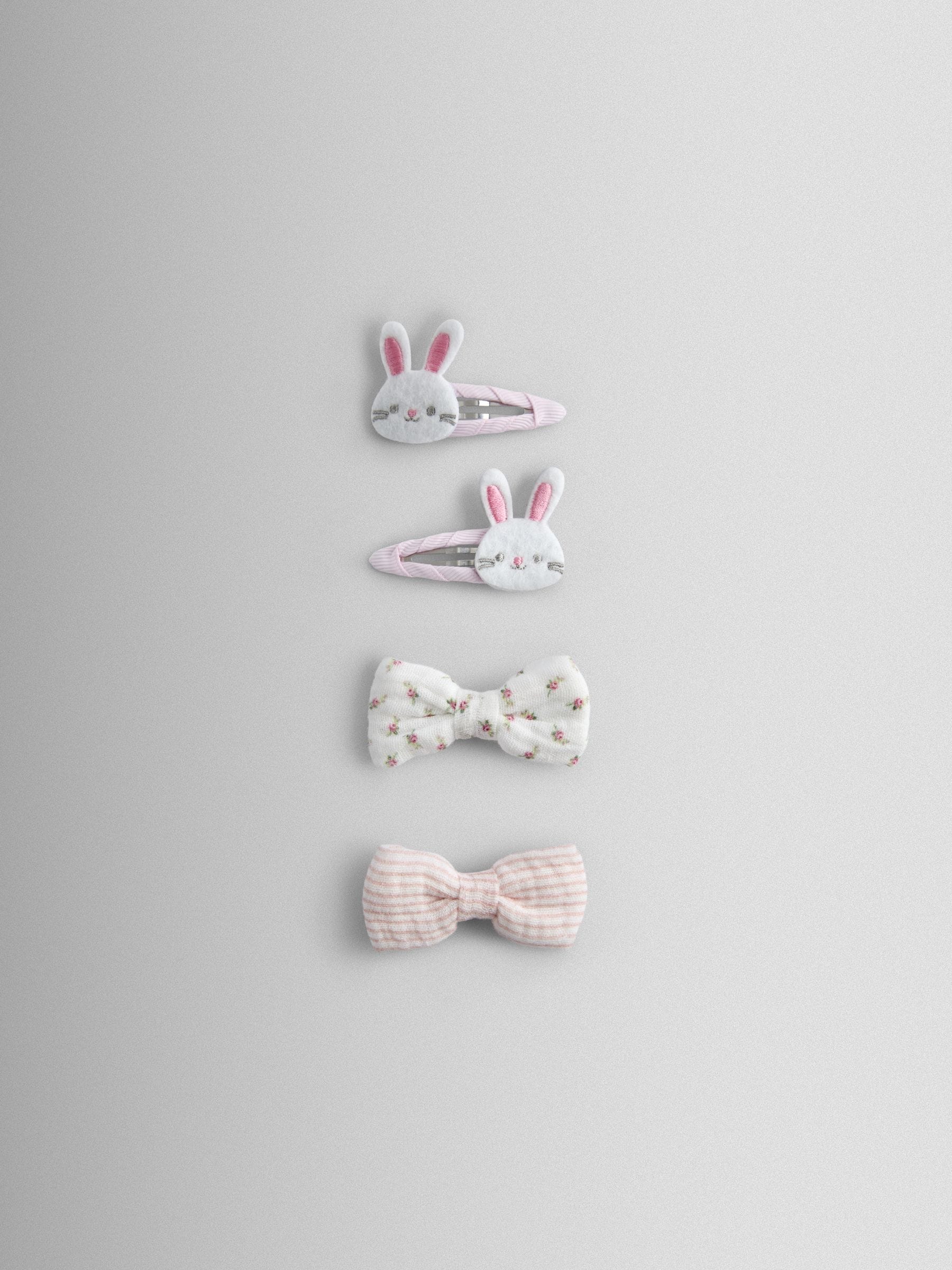 JoJo Maman Bébé light pink bunny hair clips 4-pack, UK version