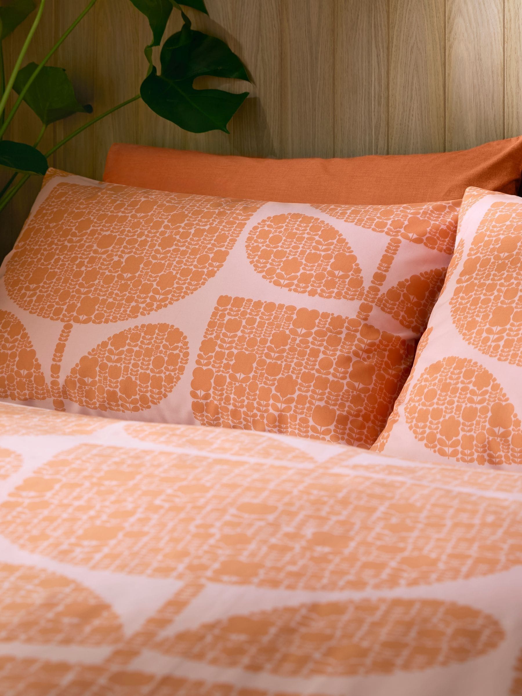 Orla Kiely Block Garden orange sorbet pillowcases 200 thread count, imported from the UK
