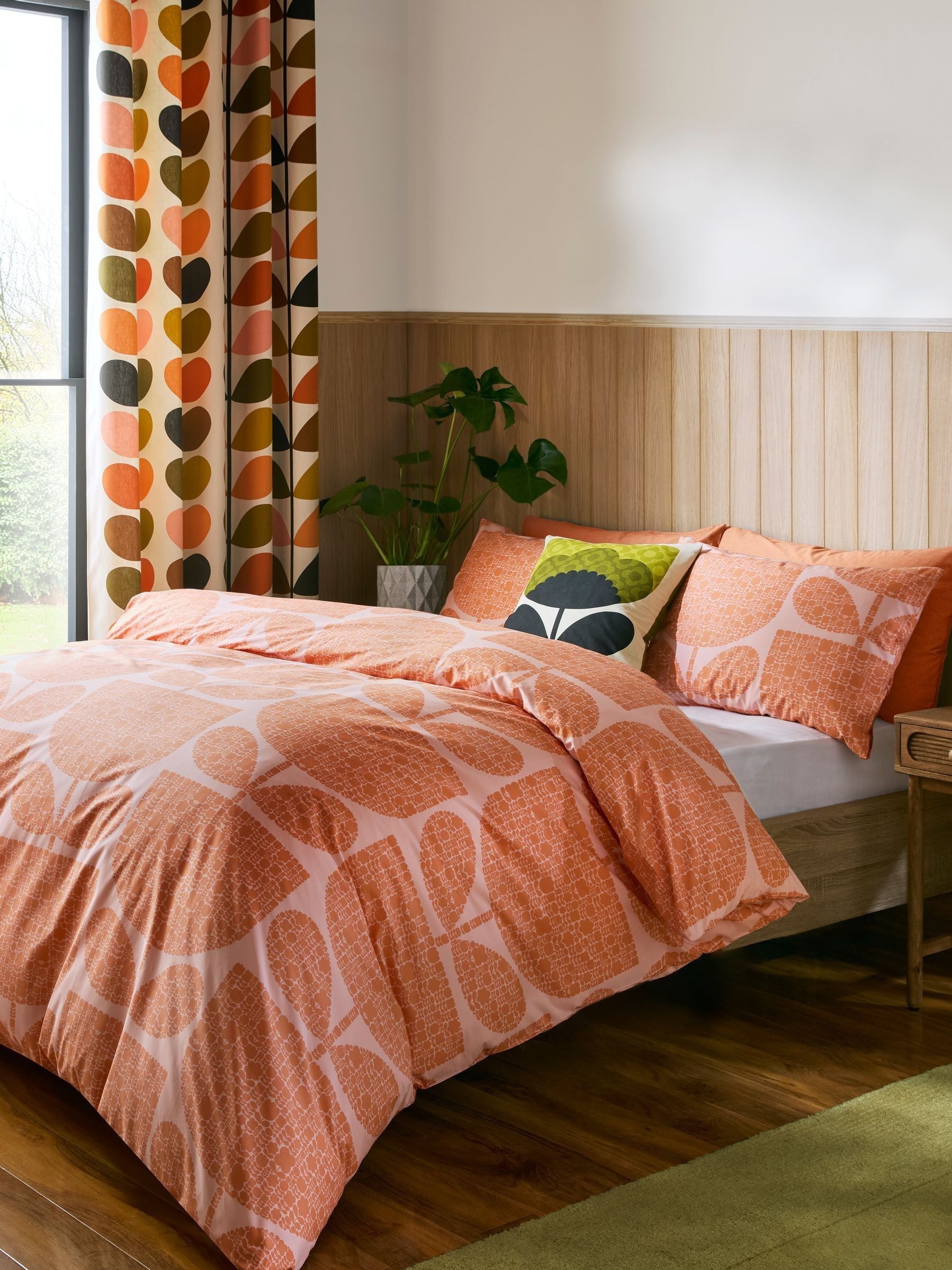 Orla Kiely Block Garden orange sorbet pillowcases 200 thread count, imported from the UK