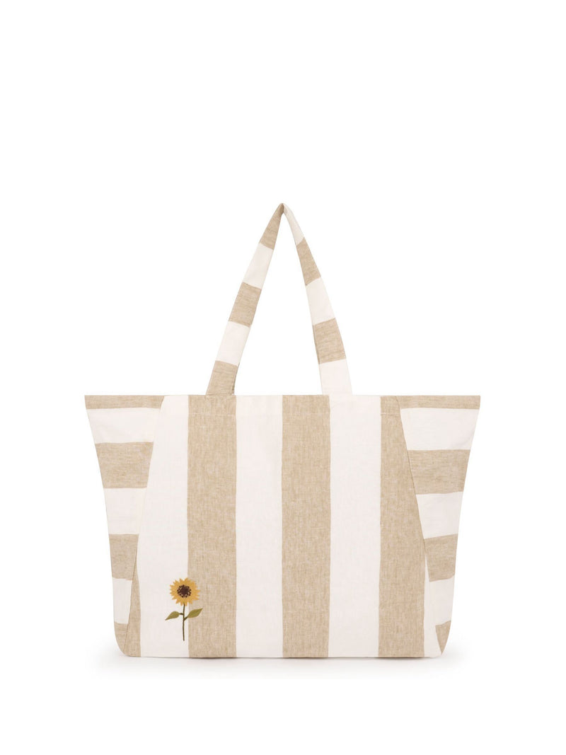 Sophie Allport Sand Yellow Sunflower Linen Tote Bag, UK version