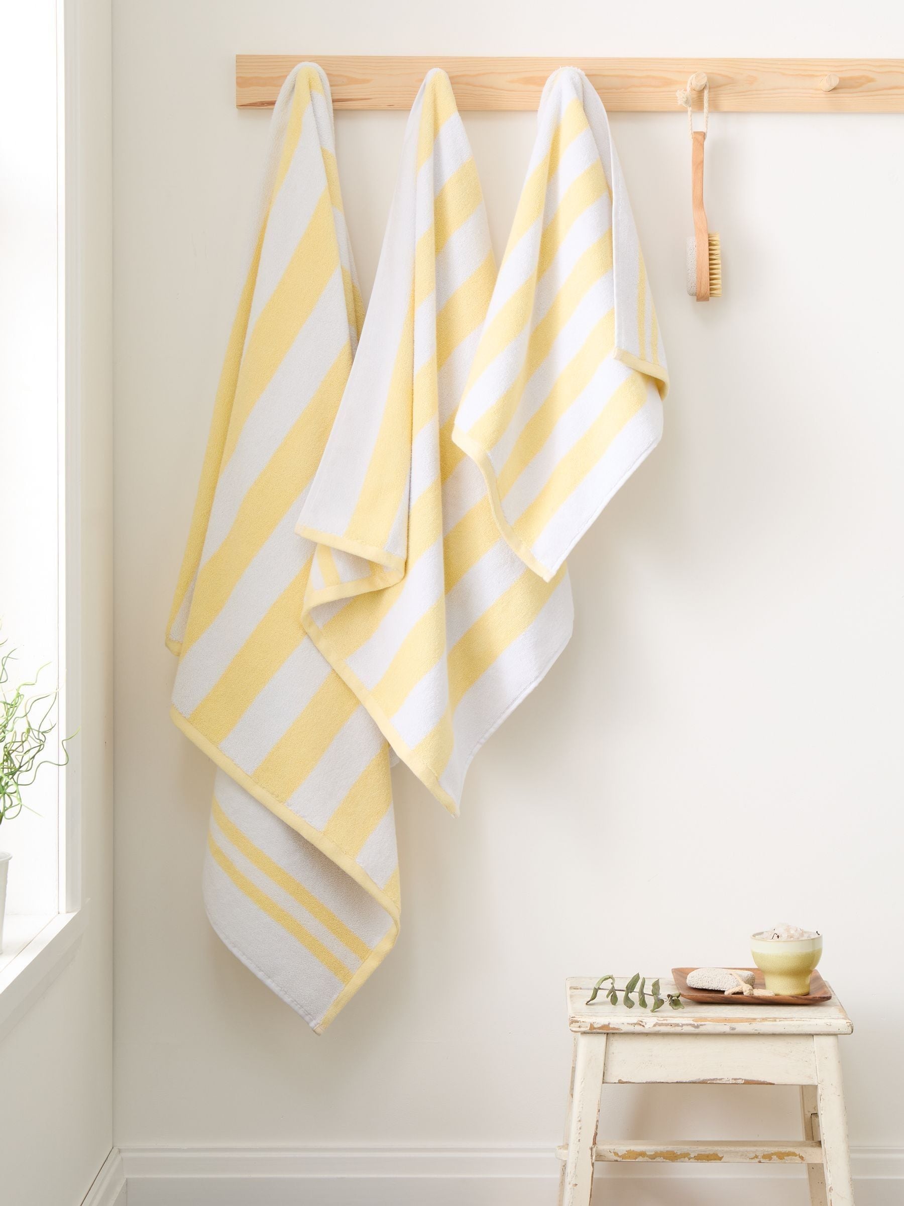 Bianca Yellow Reversible Stripe Jacquard Towel