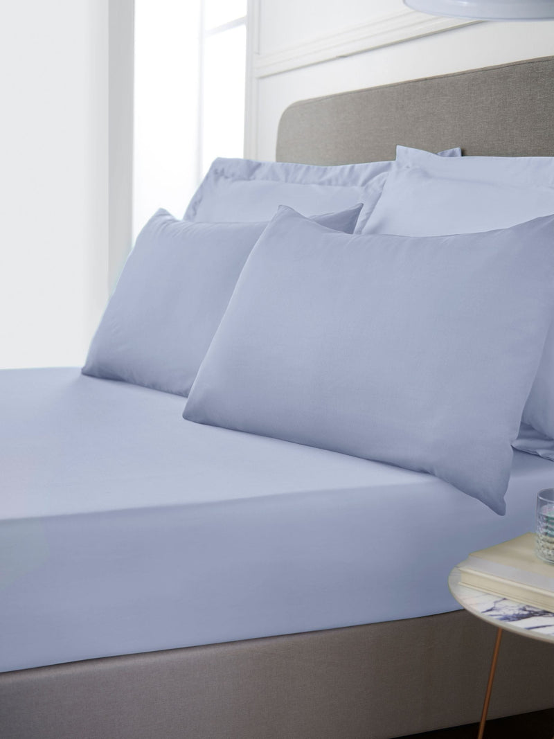 Bianca blue 400 thread cotton sateen pillowcases set - British product