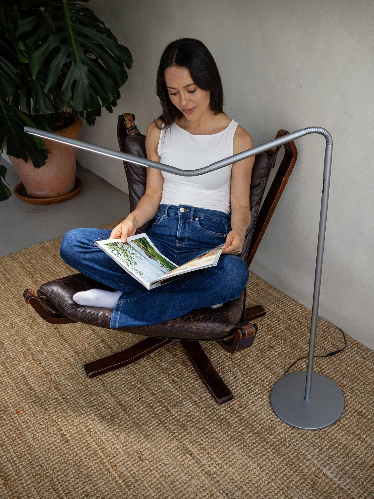 Daylight Company Brushed Steel Slimline 4 Floor Lamp