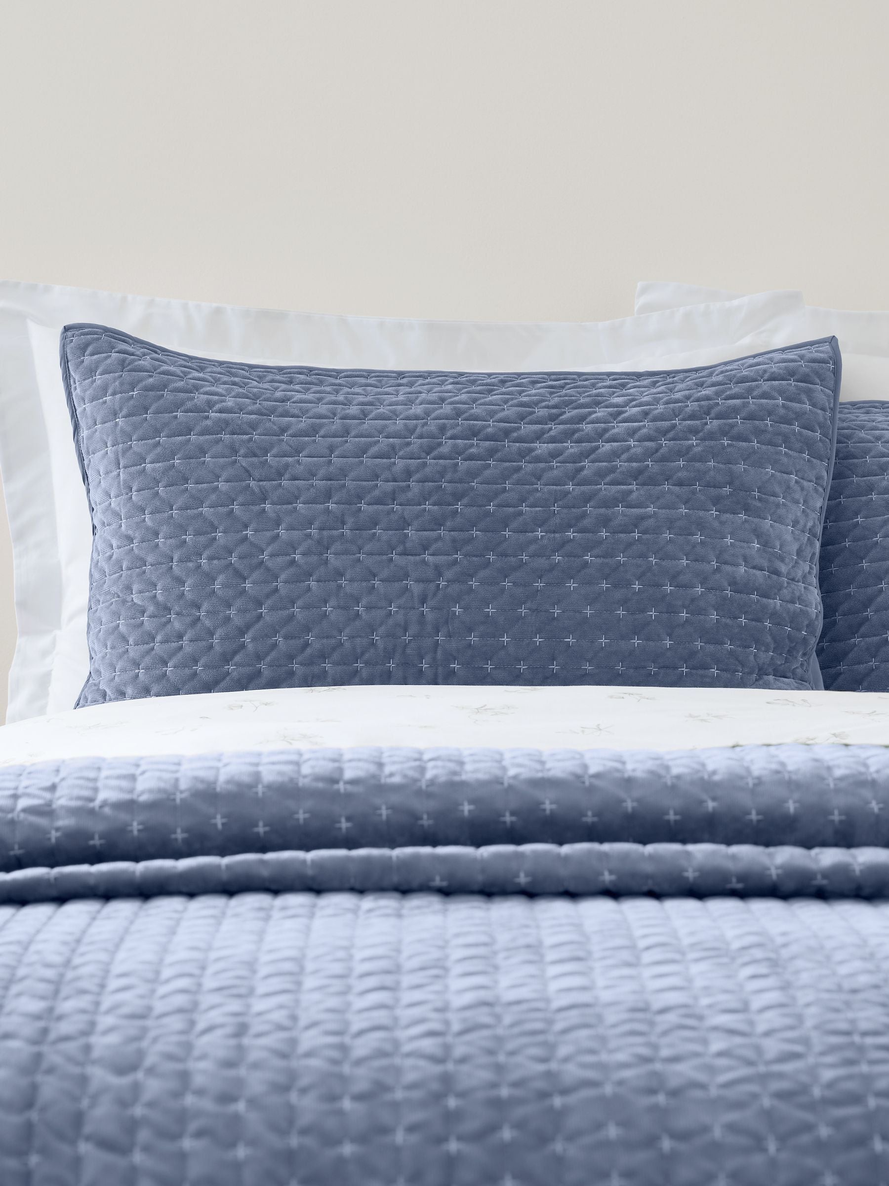 Bianca Attica velvet embroidered hypoallergenic pillow sham pair 50x75cm (British brand)