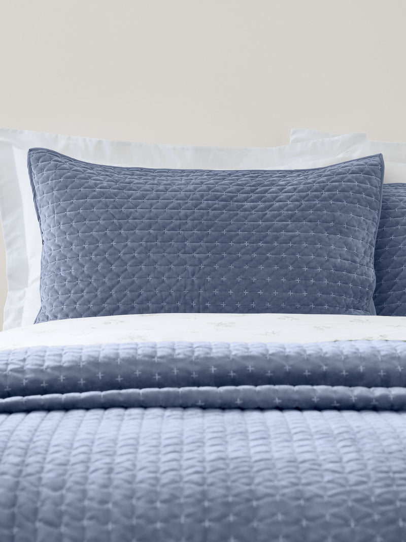 Bianca Attica velvet embroidered hypoallergenic pillow sham pair 50x75cm (British brand)