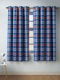 Catherine Lansfield blue stars and check reversible curtains 168x183cm, UK version