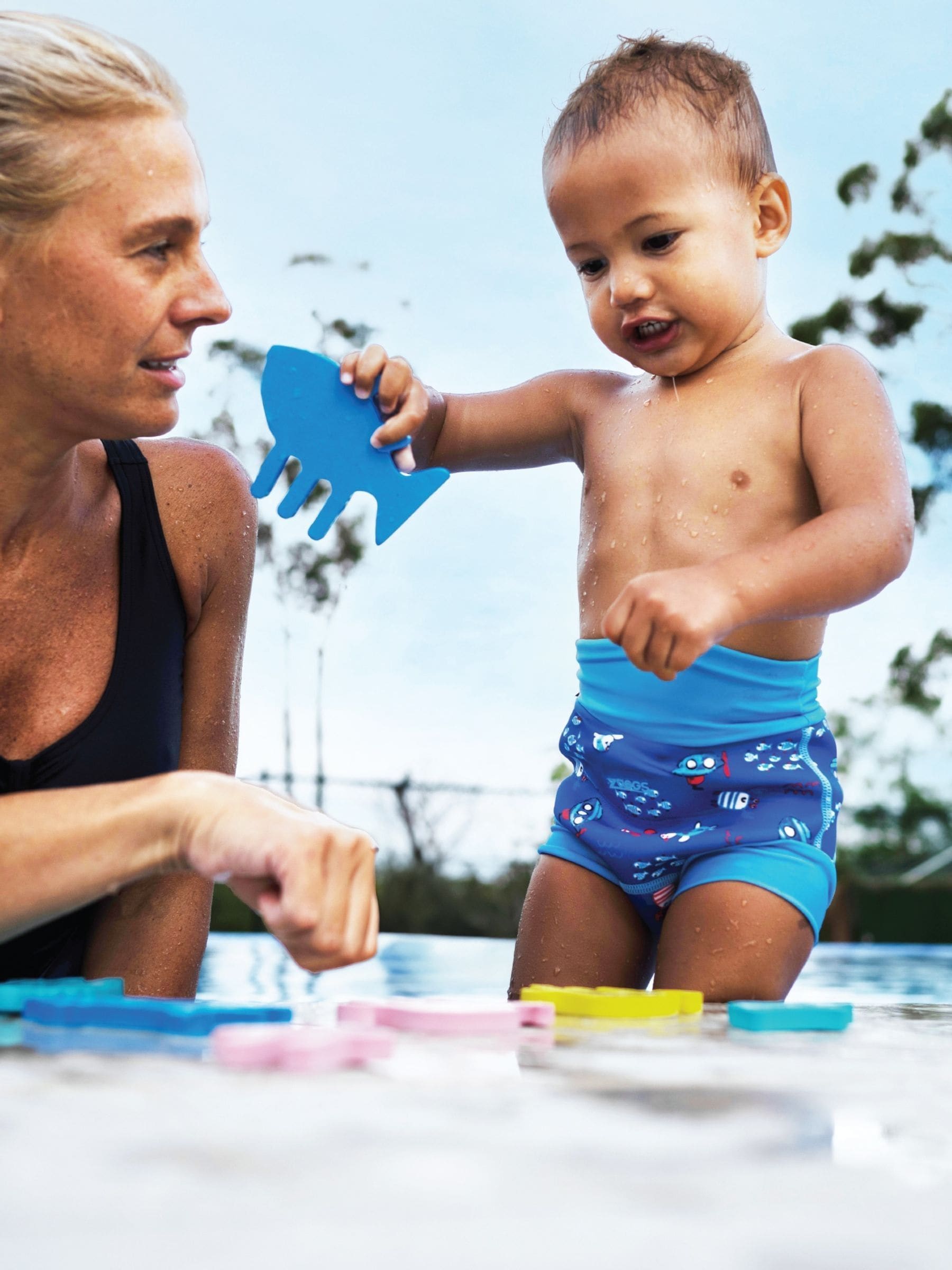 Zoggs blue Comfy Swimsure Nappy baby swimwear - British product