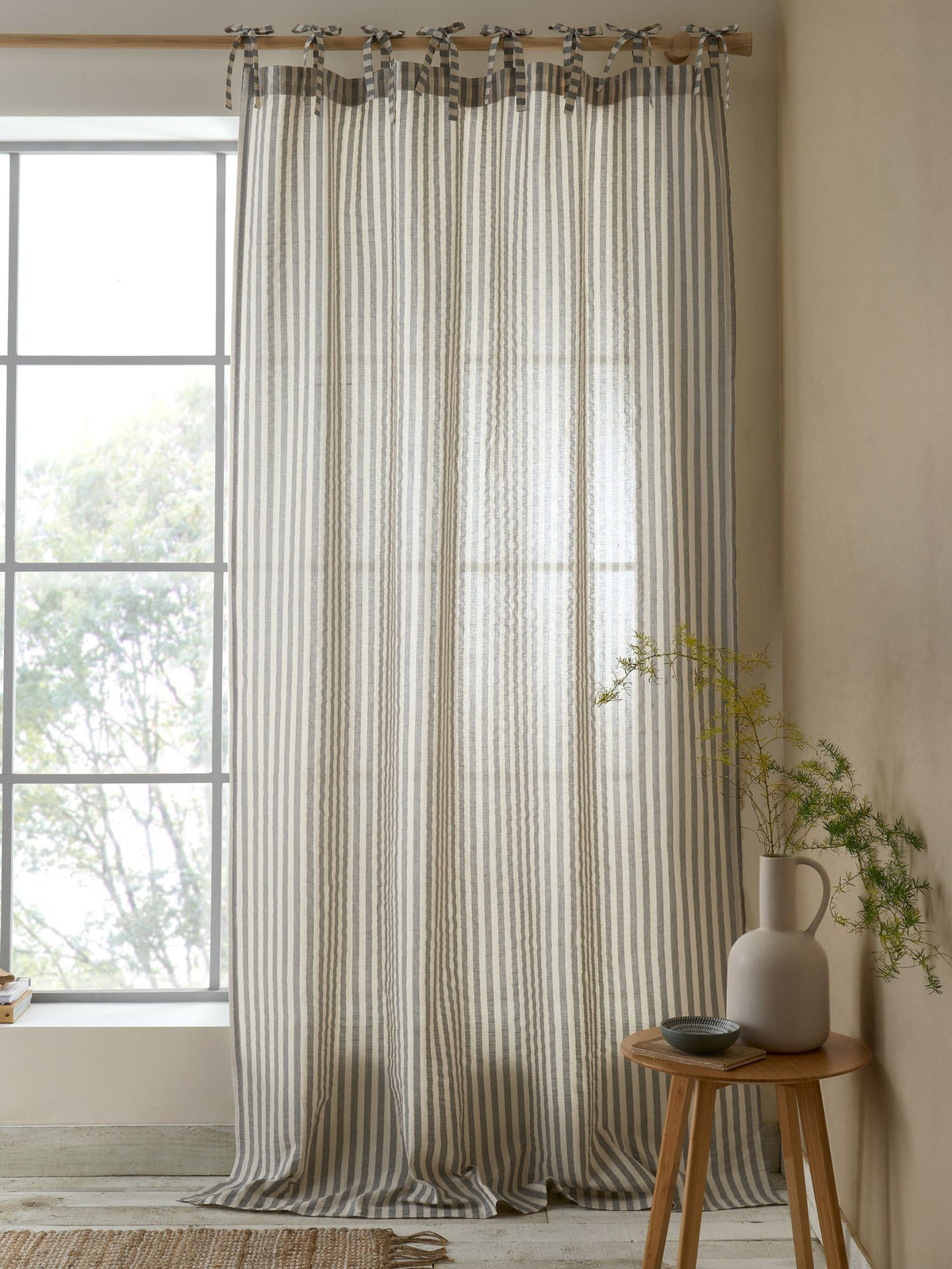 Pineapple Elephant yarn dyed stripe voile curtains panel (British brand)