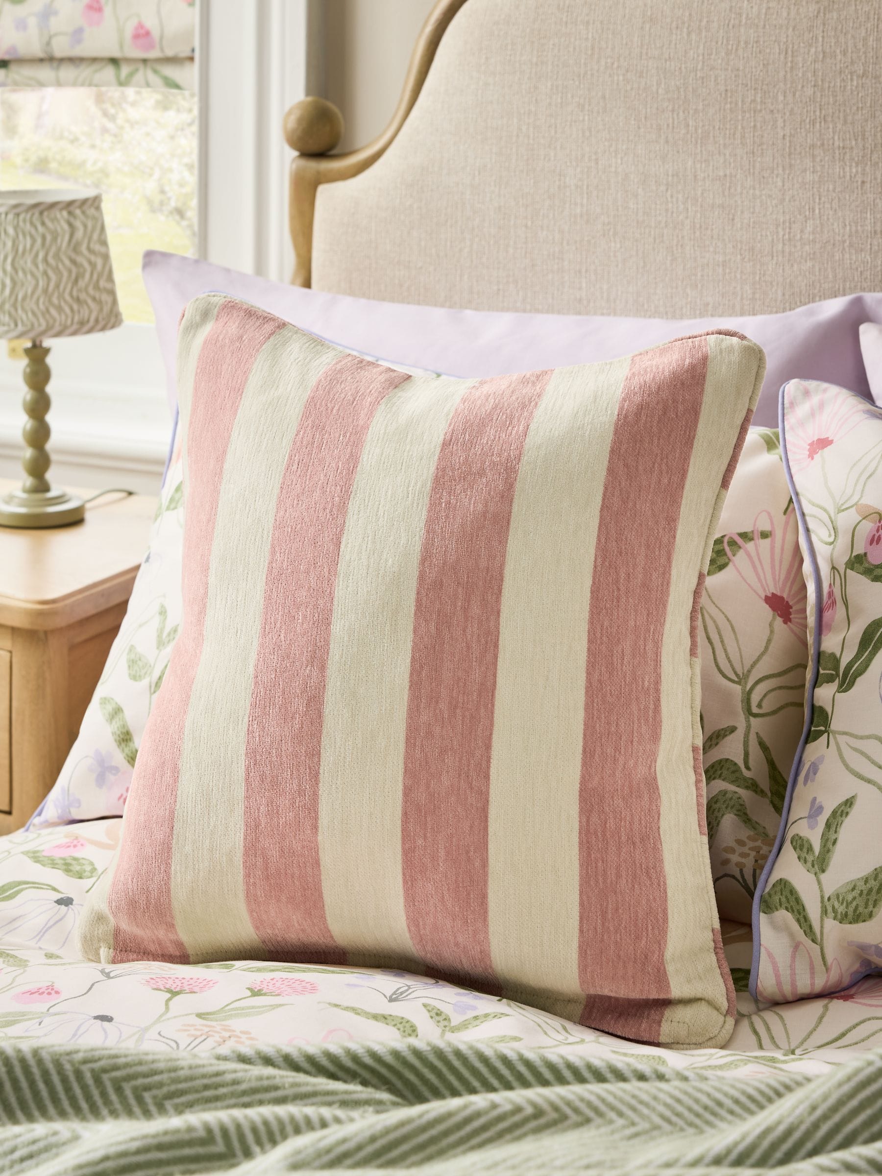Chenille Stripe Cushion Sage Green 50 x 50cm