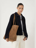 Hush brown suede panel tote bag by British brand, UK version