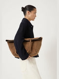 Hush brown suede panel tote bag by British brand, UK version