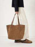 Hush brown suede panel tote bag by British brand, UK version