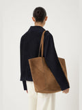 Hush brown suede panel tote bag by British brand, UK version