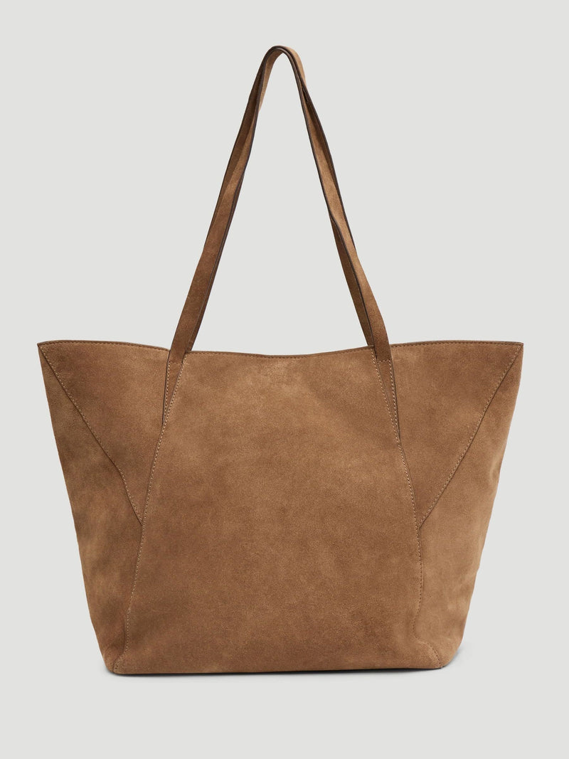 Hush brown suede panel tote bag by British brand, UK version