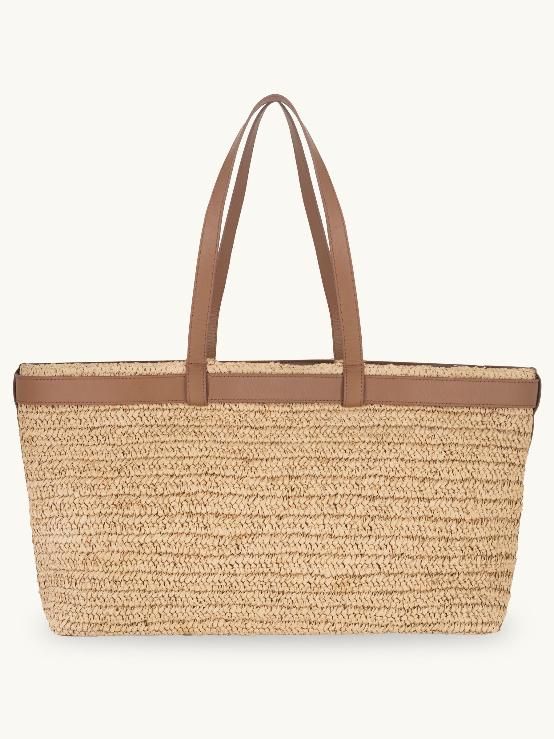 Apatchy Brown Esme raffia tote bag with leather trim - British product