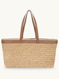 Apatchy Brown Esme raffia tote bag with leather trim - British product