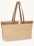Apatchy Brown Esme raffia tote bag with leather trim - British product