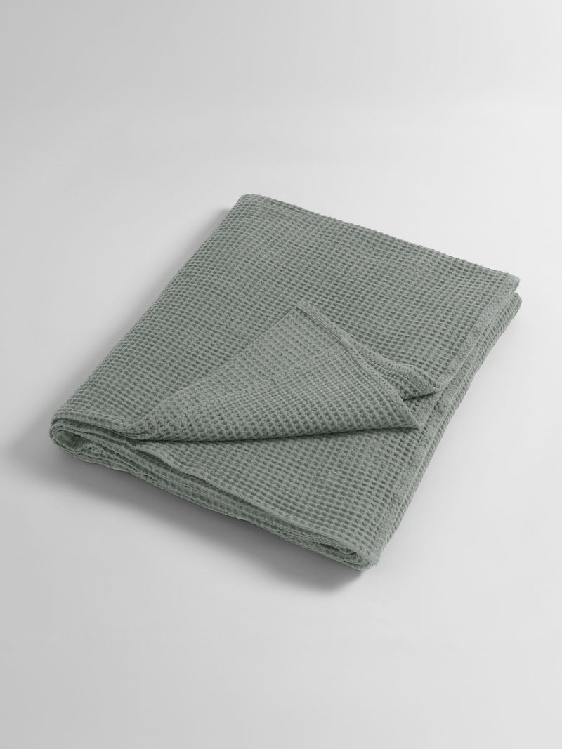 Secret Linen Store sage waffle cotton throw 260x230cm, imported from the UK