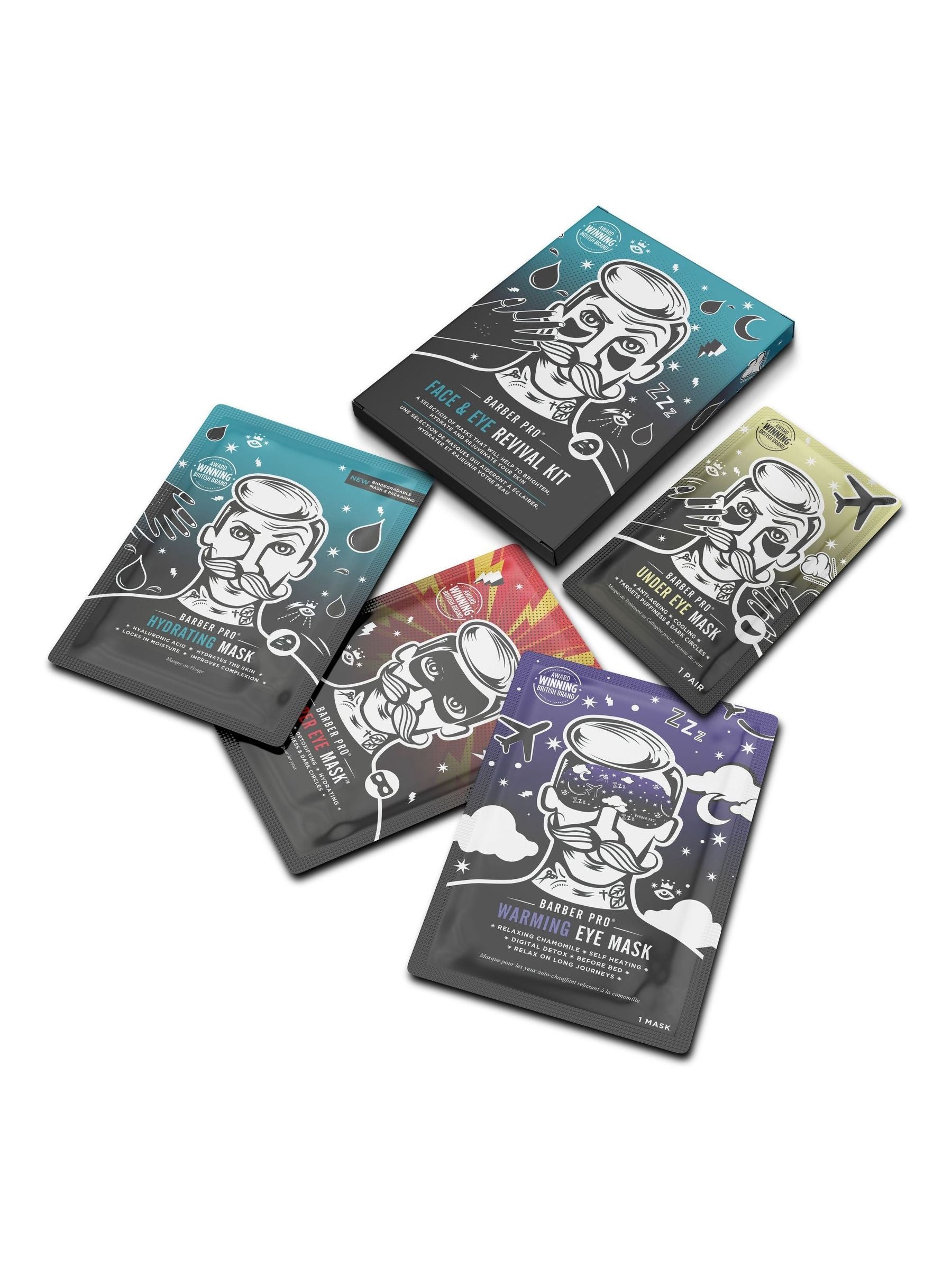 BARBER PRO face and eye revival kit skincare set (British brand)