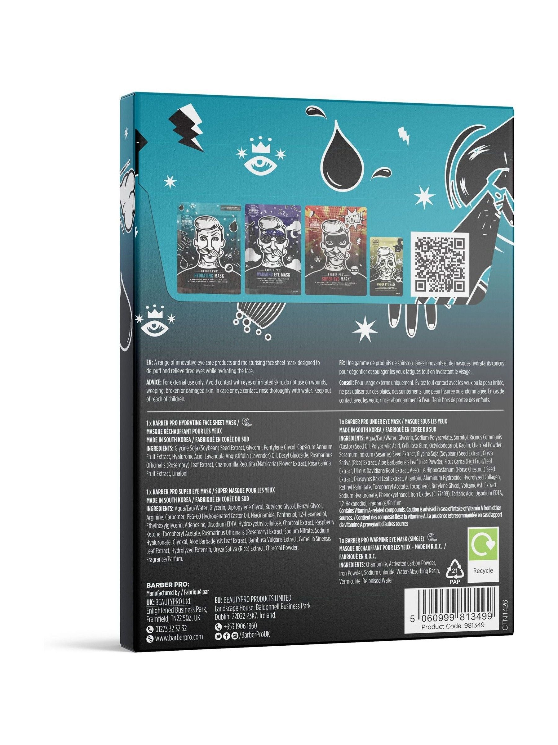 BARBER PRO face and eye revival kit skincare set (British brand)