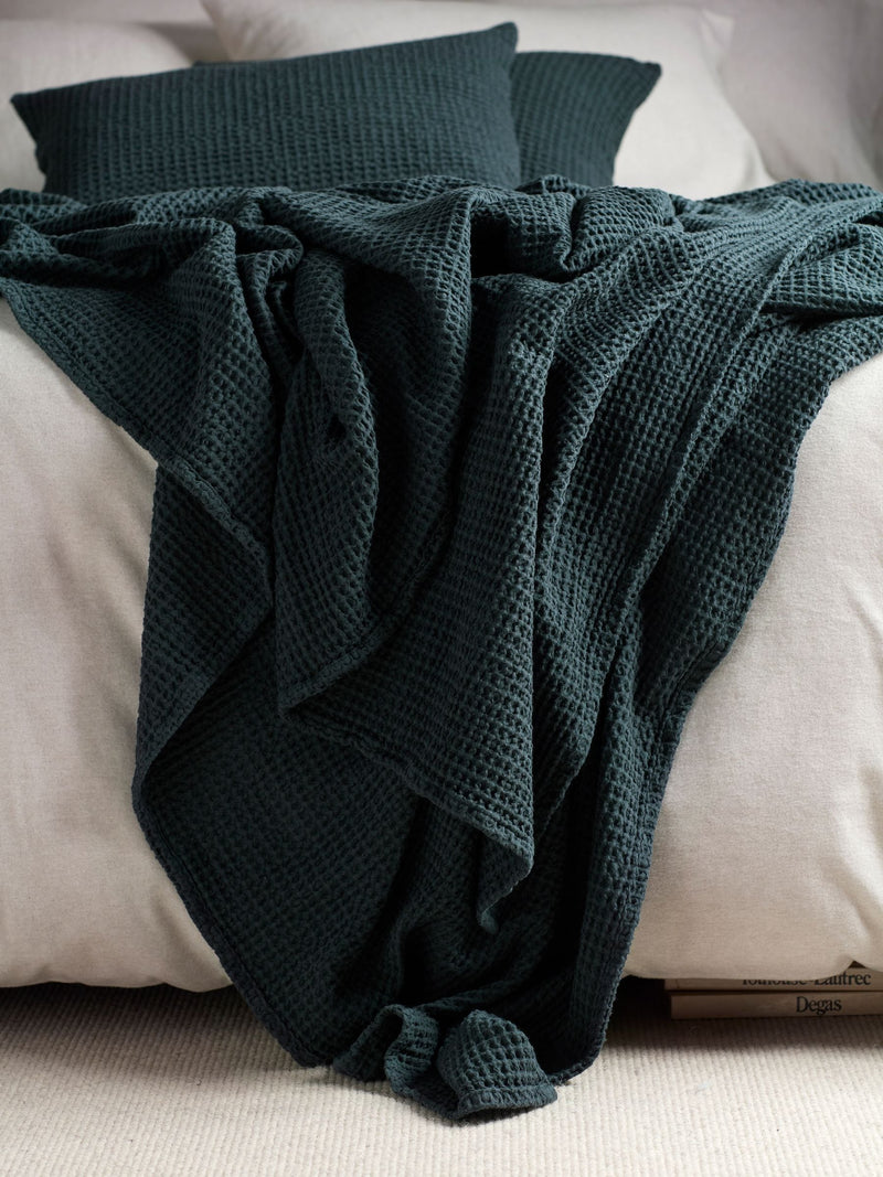 Secret Linen Store Olive Green Big Waffle Throw 260 x 230cm