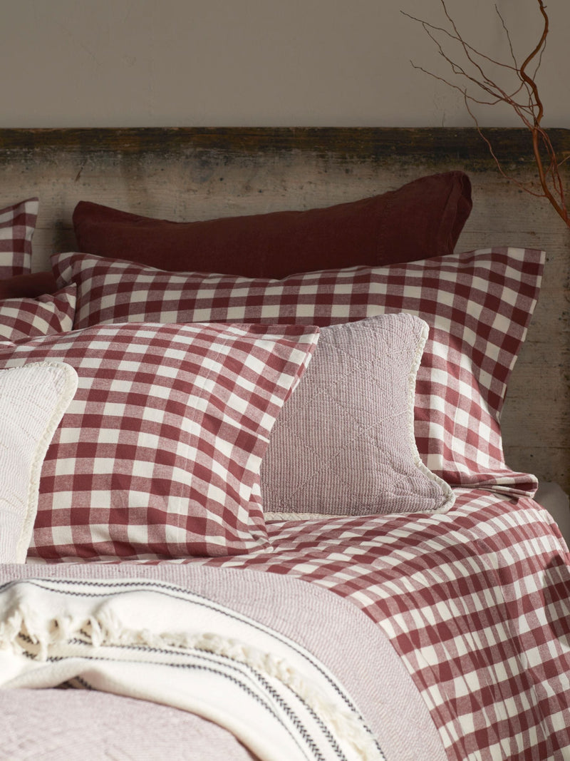 Secret Linen Store olive gingham brushed cotton pillowcase standard, UK version