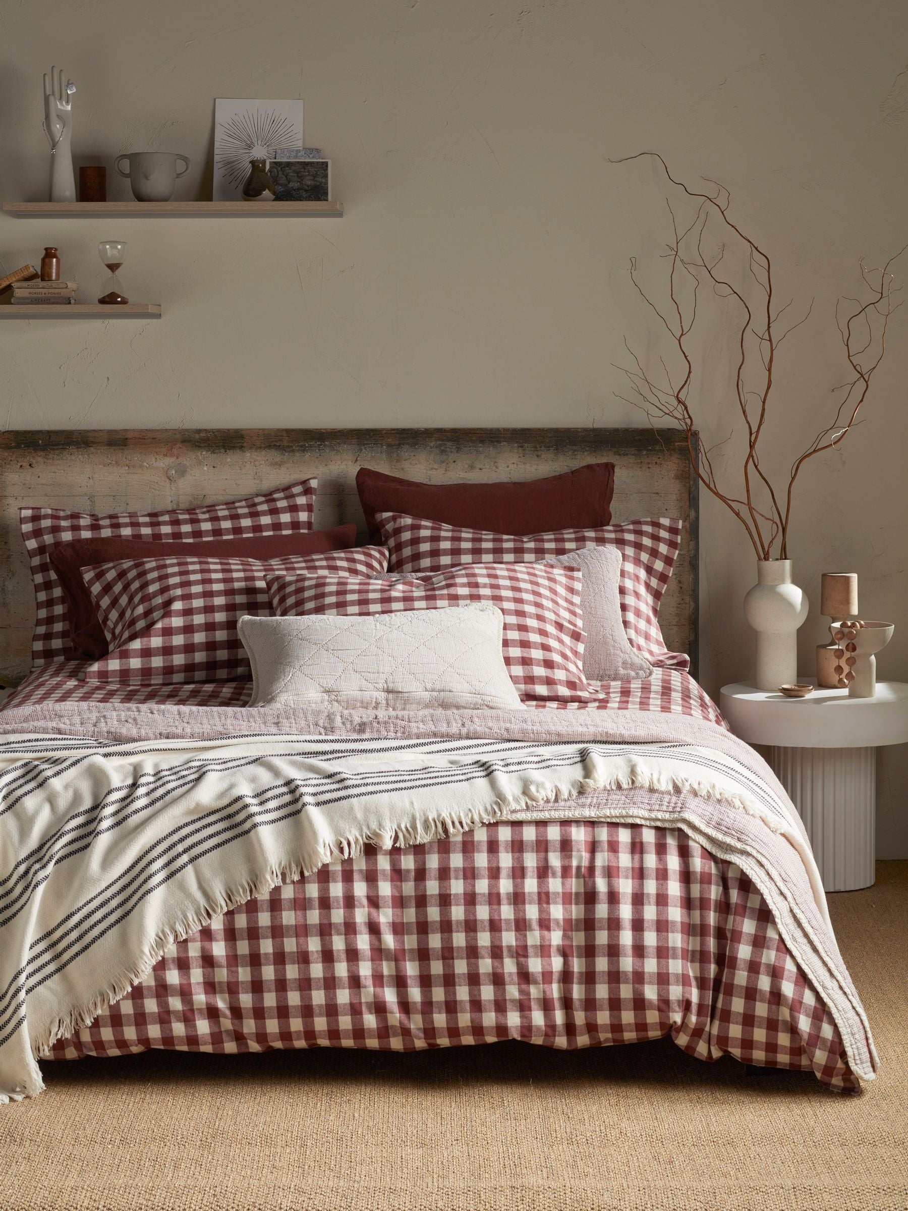 Secret Linen Store olive gingham brushed cotton pillowcase standard, UK version