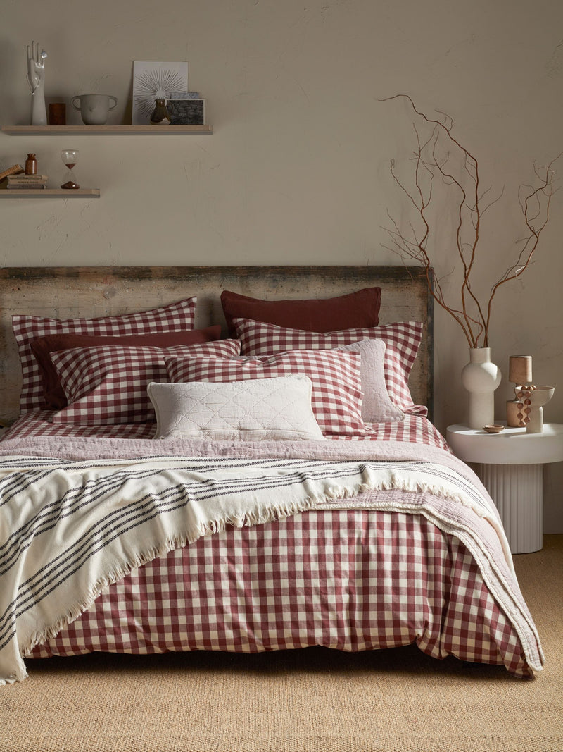 Secret Linen Store olive gingham brushed cotton pillowcase standard, UK version