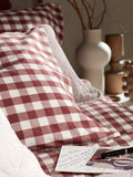 Secret Linen Store olive gingham brushed cotton pillowcase standard, UK version