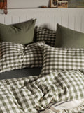 Secret Linen Store olive gingham brushed cotton pillowcase standard, UK version