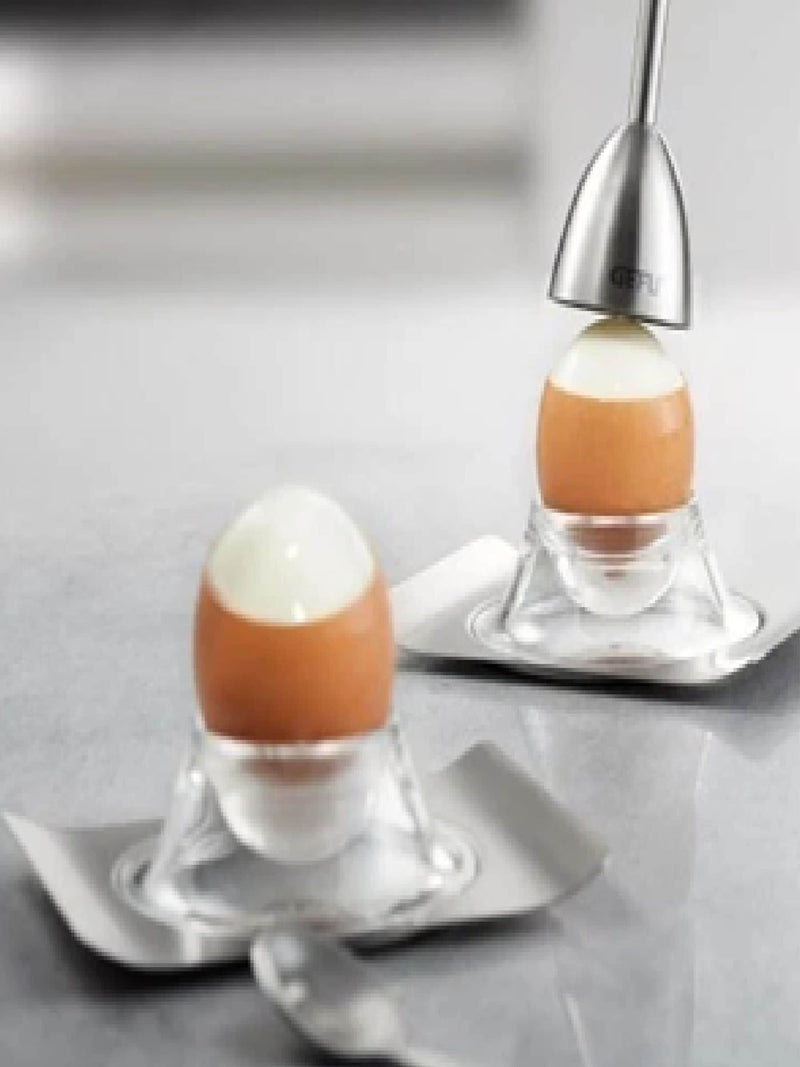 GEFU silver egg cracker with salt shaker, UK version