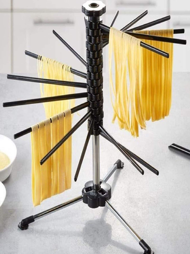 GEFU pasta dryer with foldable arms and integrated transfer rod, UK version