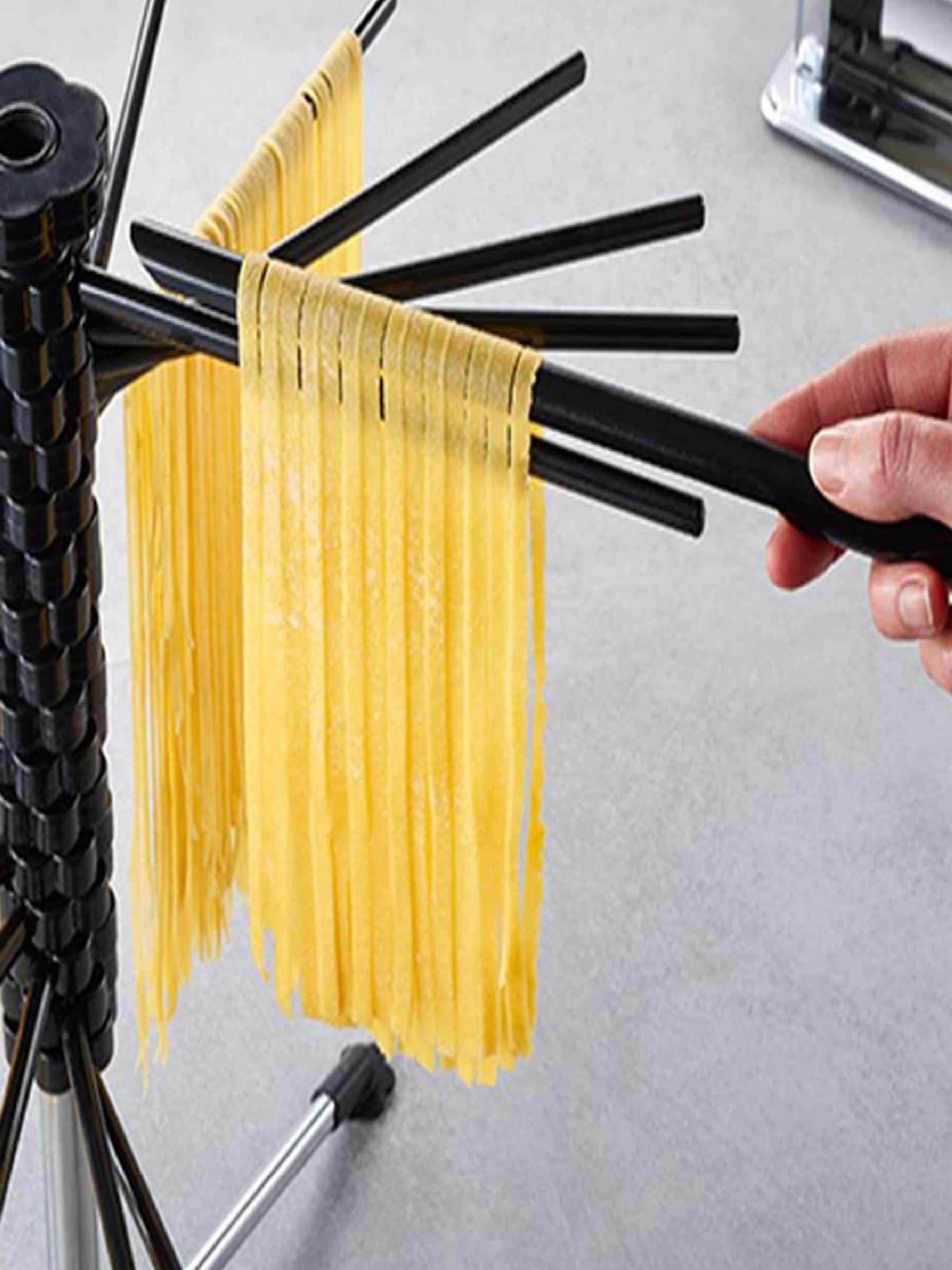 GEFU pasta dryer with foldable arms and integrated transfer rod, UK version