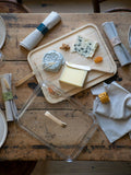 Pebbly Clear glass and bamboo cheese box, imported from the UK