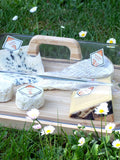 Pebbly Clear glass and bamboo cheese box, imported from the UK