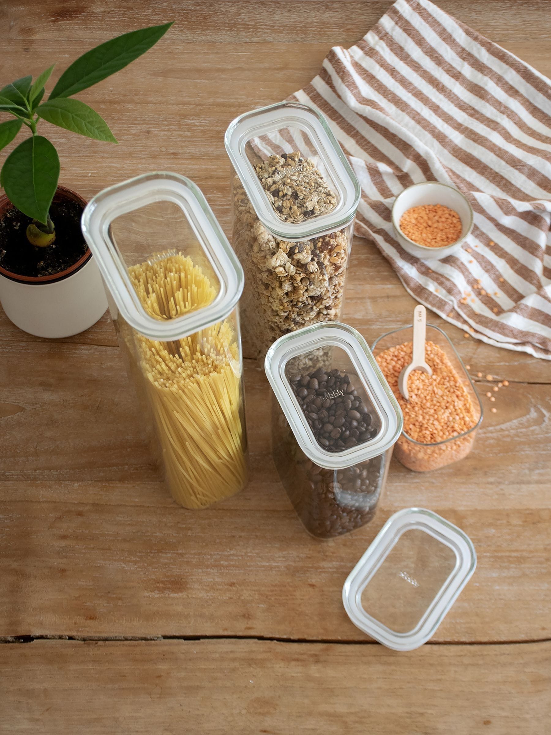 Pebbly glass storage container with lid 1.8L - British product