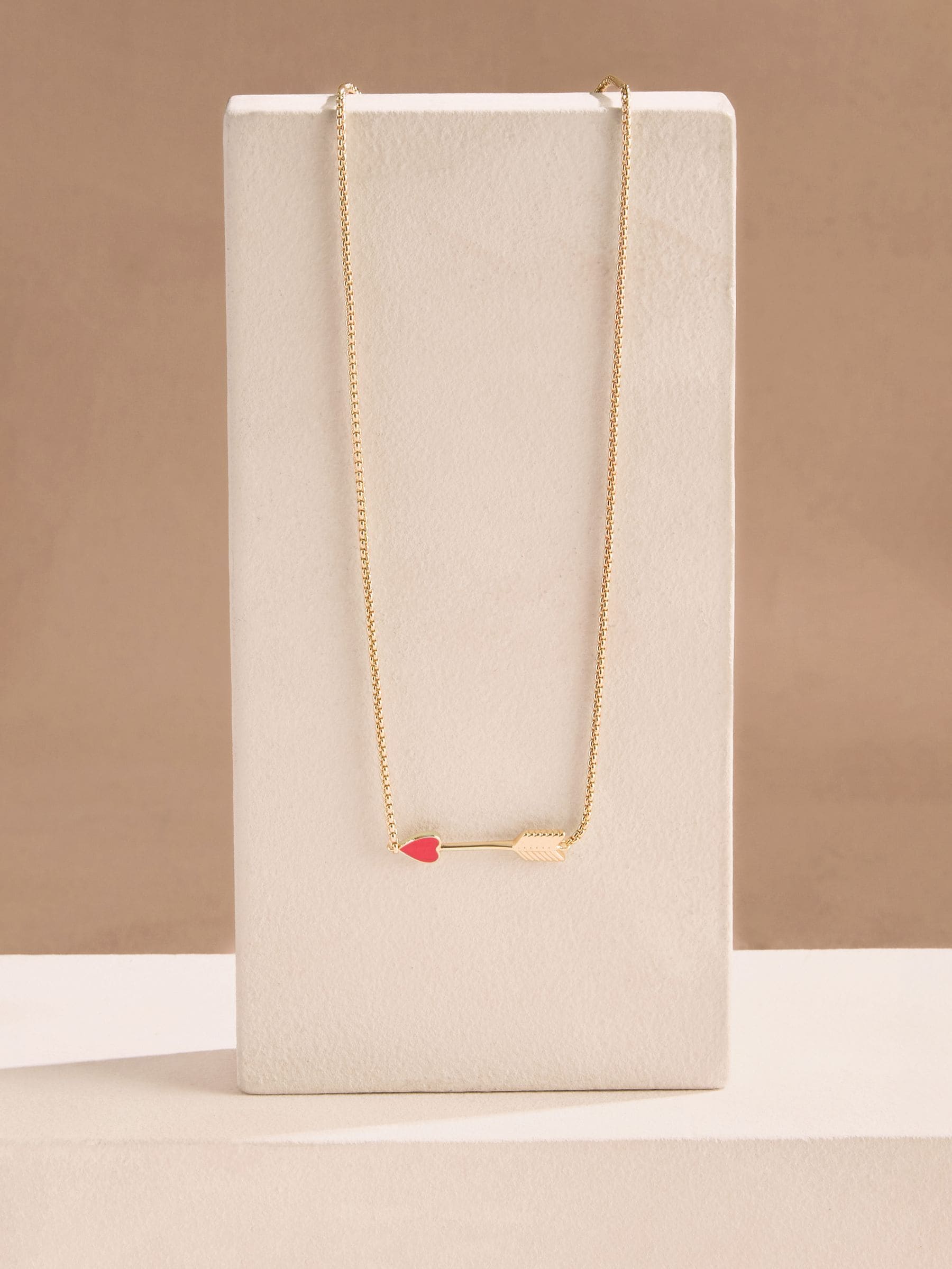 Cath Kidston gold tone arrow necklace with red heart (British brand)