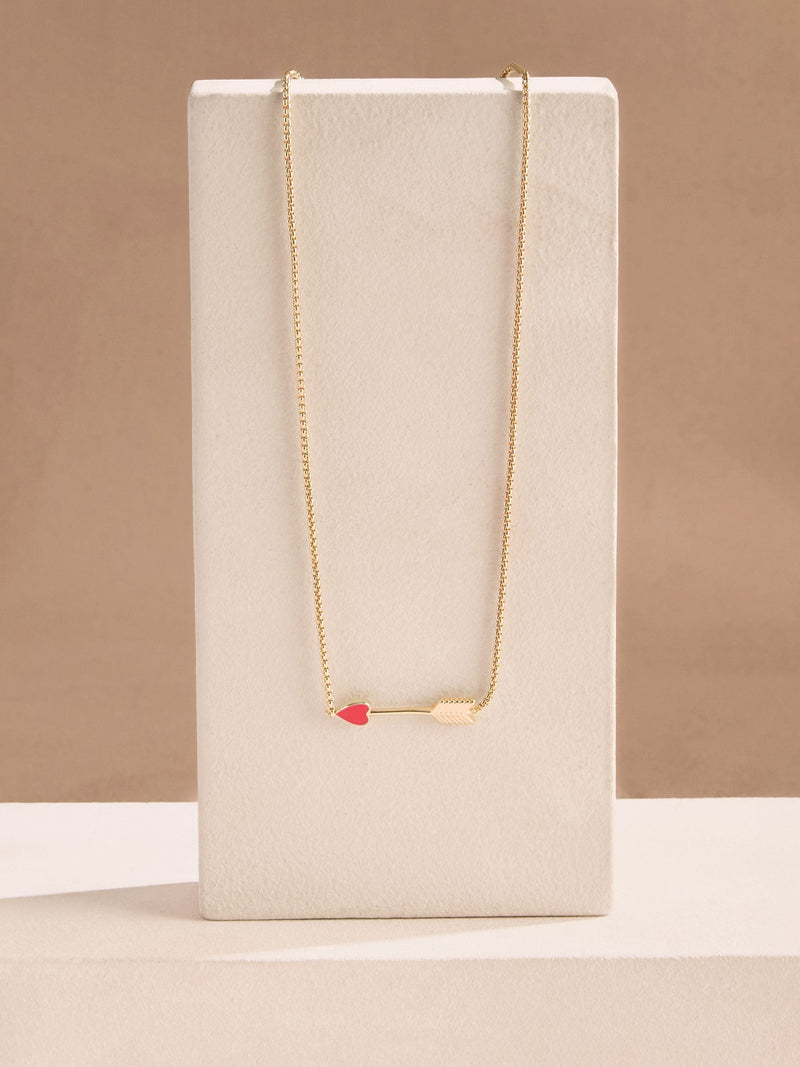Cath Kidston gold tone arrow necklace with red heart (British brand)