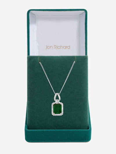 Next Jon Richard Silver Tone Cubic Zirconia Emerald Perfume Bottle Pendant 16 Inch Chain- Buy online at McGrocer