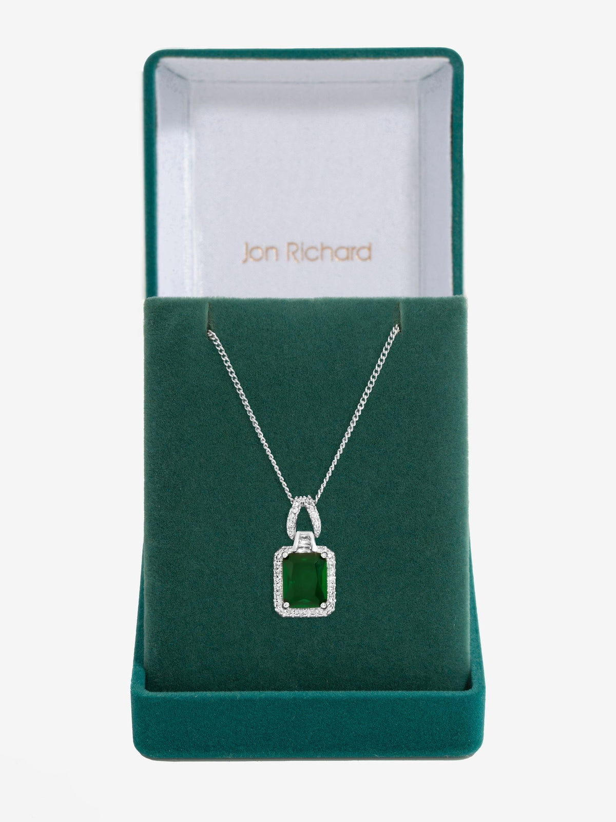 Jon Richard emerald cubic zirconia perfume bottle pendant 16 inch chain - British product