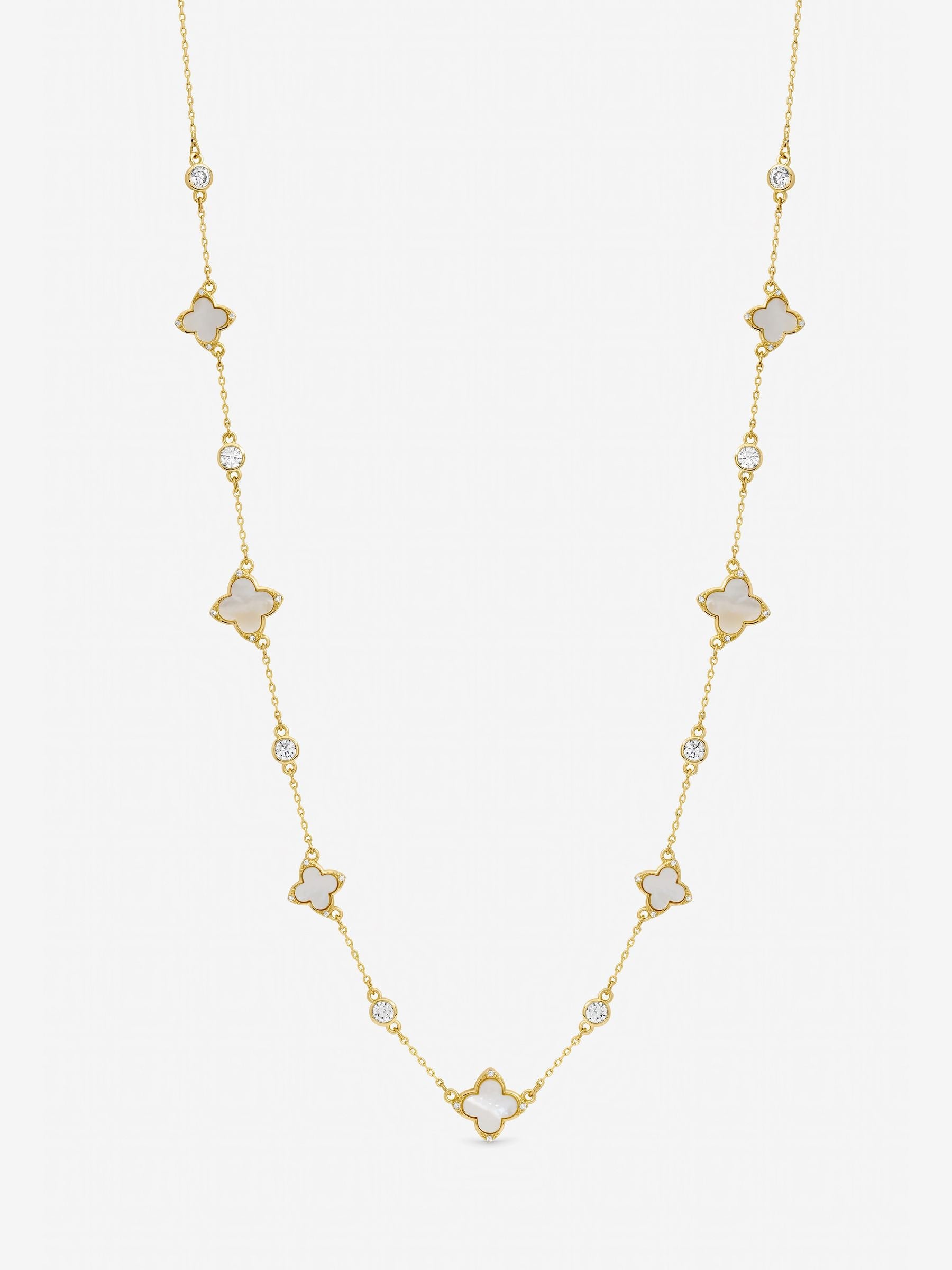 Jon Richard mother of pearl and crystal clover necklace (British brand)