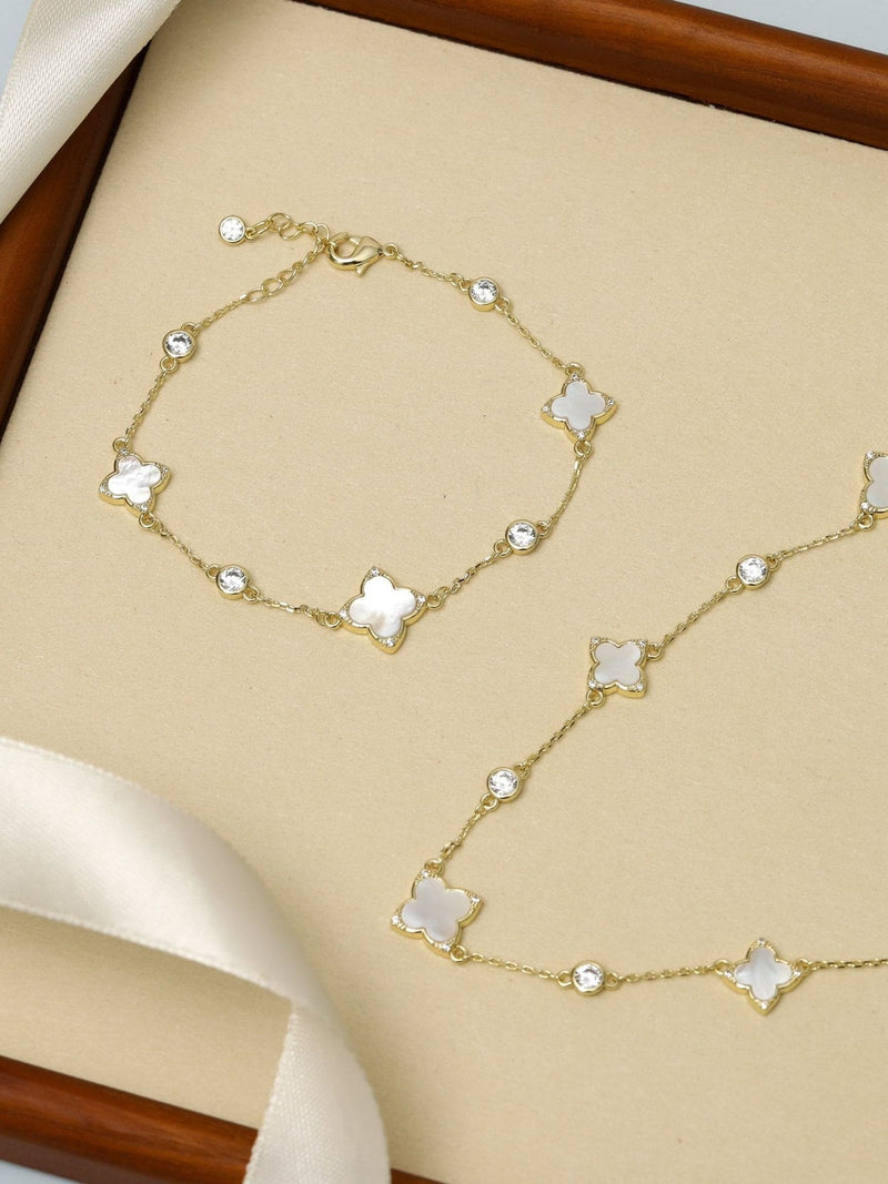 Jon Richard mother of pearl and crystal clover necklace (British brand)