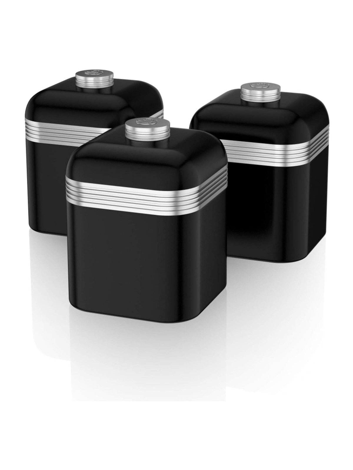 Swan retro storage canisters set of 3 black, UK version