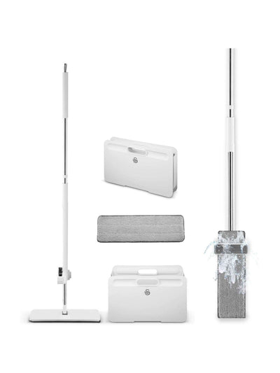 Next Swan White Self-Wringing Flat Mop and Folding Bucket Set- Buy online at McGrocer