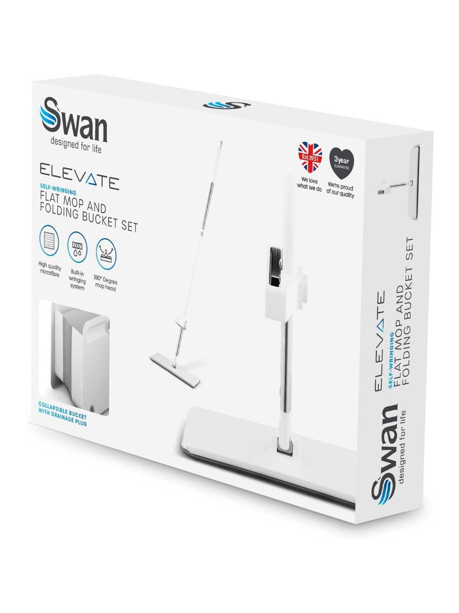Swan white self-wringing mop and folding bucket set, imported from the UK